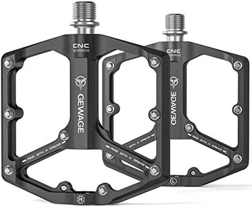 Road/Mountain Bike Pedals - 3 Bearings Bicycle Pedals - 9/16” CNC Machined Flat Pedals with Removable Anti-Skid Nails (Black)