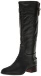 Franco Sarto Women's Jazrin Tall Riding Boots Knee High, Black Leather, 8