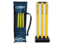 Vinson Senior Heavy Duty Cricket Stumps Set with Zipper Carry Bag for Kids & Adults, Color - Yellow & Black, Weight - 750 gm, No Water/Mud Needed to Increase The Weight of The Base.