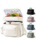 UPPACK Lunch Box Women Insulated Lunch Bag Men Expandable Waterproof Leakproof Lunch Boxes Large Lunch Tote Cooler Bag for Work with Water Bottle Holder Beige