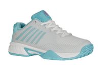 K-Swiss Women's Hypercourt Express 2 Tennis Shoe, Brilliant White/Angel Blue/Sheer Lilac, 1 Big Kid