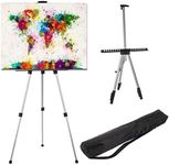 FiNeWaY 160CM Adjustable Artist Field Studio Telescopic Painting Easel Tripod Display White Board Stand – for Painting Poster Picture Canvas Art Indoor/Outdoor with Carry Bag