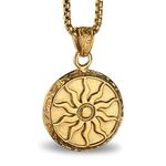 bahamut Greek Jewellery Sun Star Amulets Pendant Necklace for Men Vintage Protective Jewelry,Lucky Charm with Chain (Gold sun)