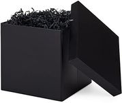 Hallmark Medium Gift Box with Lid and Shredded Paper Fill (Black 7 inch Box) for Weddings, Graduations, Birthdays, Father's Day, Groomsmen Gifts, All Occasion