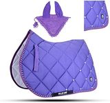 Numnah Horse Saddle Pad With Matching Ear Bonnet (Cob, Purple)