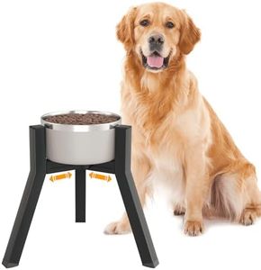 TIDANT Dog Bowl Stand for Medium LargeDogs, Adjustable Width Elevated Dog Bowls for 7-10.6" Wide Bowls, Raised Dog Food & Water Bowls, 11 inch Tall Single Dog Bowl Holder, Black (Bowl Not Included)
