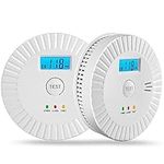 2 Packs Smoke and Carbon Monoxide Detector Powered by Battery,Smoke Detector Carbon Monoxide Detector Combo with Large LCD Display, Portable Fire Alarm Smoke Detector