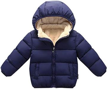 Happy Cherry Boy Down Jacket Windproof Snowsuit with a Removable Hood for Winter Hiking Skiing Dark Blue Small