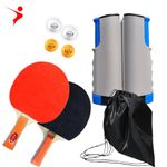 All-in-One Portable Ping Pong Paddles Set, Table Tennis Set with Retractable Ping Pong Net (Up to 72" Wide)