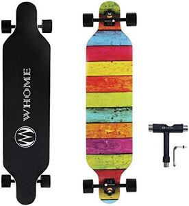 WHOME Skateboard Complete for Adults and Beginners - 41 Inch Longboard for Hybrid Freestyle Carving Cruising 8 Layer Maple Top Mounted ABEC-9 Precision Bearings Smooth PU Wheels includes T-Tools