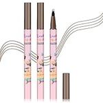 QIUFSSE 3PCS Light Brown Eyebrow Pencil for Women,Lapiz Para Cejas,Magical Precise Waterproof Brow Pen,Easily Create Natural Eyebrow Makeup-Light Brown