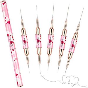 Nail Art Brushes Set - Eptbsdu 5PC Double Ended Nail Art Liner Brushes Striping Brushes for Short Strokes, Details, Blending, Elongated Lines 5/7/9/10/11/15/20/22/25/30mm