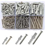 Jaset Innovations Nylon Dry Wall Rawl Plugs/Gitti, Stainless Steel Screws - Flat Phillips CSK Head - Assorted Kit (Set of 120 = Total 240 pieces)