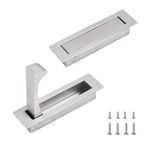 UFURMATE Flush Mount Door Pull, 2PCS 304 Stainless Steel Pocket Door Handle Brushed Flush Mount Pocket Door Hardware Pocket Door Edge Pull for Closet Pocket