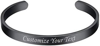PROSTEEL Mens Name Bracelet Personalized Cuff Bracelets For Men Customized Black Bracelet