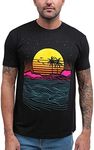 INTO THE AM Meta Beach T-Shirt - Cool Space Design Tees for Men (Black, 4X-Large)