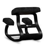 NYPOT Ergonomic Kneeling Chair - A Rocking Knee Chair and Wooden Desk Chair Designed for Home Office Comfort and Posture Support, Offering Back Pain Relief - Total Black Velvet