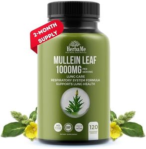 HerbaMe Mullein Leaf Capsules, 120 Count, 1000mg, Lung Care, Herbal Supplement Supports Respiratory Function Health & Mucous Membranes, Mucus Relief, Detox Lung Cleanse Support Helps to Quit Smoking