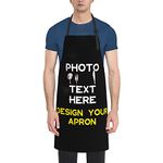 Nsipan Personalized Apron with Photo Text Custom Adjustable Straps Apron For Women Men Kitchen Watertight Cooking Aprons Customized Photo Picture Image Text for Kitchen Baking BBQ