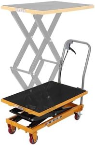 GarveeTech Hydraulic Lift Table Cart,770lbs Capacity 50.7" Lifting Height,Manual Single Scissor Lift Table with Non-Slip Pad, 4 Wheels & Reflective Strips,for Material Handling & Transportation