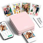 Nelko Photo Printer, PP01 Color Mini Portable Printer, Instant Smartphone Inkjet Printer, Sticky-Back Rechargeable Portable Picture Printer for iOS & Android, Smart AI APP, Valentine's Day Gift,Pink