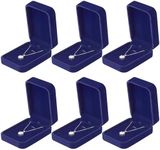 LETURE 6 Pieces Velvet Jewelry Gift Boxes for Necklace Pendant Bracelet Ring Earring, Jewelry Storage Display Case for Christmas Wedding Engagement Birthday Anniversary (Pendant Box-6PCS-BLUE)