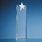 County Engraving Personalised Optical Glass and Silver Plated Star Tower Trophy Award, Laser Engraved - Enter Your Own Custom Text (Extra Large)