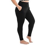 Walifrey Plus Size Leggings with Pockets for Women, High Waist Opaque Tummy Control Leggings Black 3XL