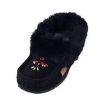 Laurentian Chief Men's Suede Slippers Rabbit Fur Collar Soft Sole Moccasins (us_footwear_size_system, adult, men, numeric, medium, numeric_8)