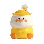 Cute 3D Duck Coffee Mug,Funny Duck Ceramic Coffee Cup with Hat Lid and Lovely Flower Spoon,Suit for mug warmer,Novelty Morning Mug Christmas Birthday Present for Office Friends Women Girls