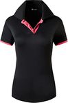 jeansian Women's Sports Breathable Short Sleeve Polo T-Shirts Tee SWT325 BlackRose XL