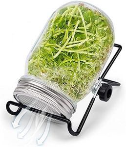 Kit de germinador de Semillas Frascos de germinación con Tapas de colador de Acero Inoxidable, Soportes, Conjunto de germinador para Cultivar microgreens Brotes Alfalfa Brócoli Ensalada de Frijoles