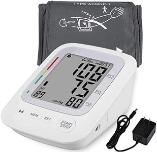 Electronic Blood Pressure Monitor, Upper Arm Automatic Digital BP Monitor Large Cuff, 2 Users 180 Memory Large Display, Irregular Heart Rate Indication, with DC Adapter for Home Use