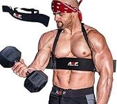 AQF Arm Blaster for Biceps Triceps – Weight Lifting Arms Training Bomber Curl Isolator - Contoured and Adjustable Strap with Padded Neck Brace Gym Equipment for Well Balanced Strength & Muscle Gain