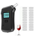 Merwlukt Breathalysers, Professional Alcohol Tester, High-Accuracy Alcohol Breathalyzer Tester, Alcohol Breath Tester with LCD Digital Display with 20 Mouthpieces