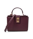 Anne Klein Convertible Box Bag with AK Enamel Turn Lock, Cranberry/Cranberry