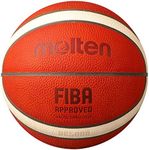 Molten BG5000 Basketball, Official International FIBA Game & Match Ball, FIBA Approved, Premium Real Leather, Indoor Play, Orange/Ivory, Size 7, Suitable for Boys Age 14 & Adult