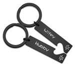 MAOFAED Couple Keychain Set Wedding Gifts for Newlyweds Husband and Wife Keychain Set Hubby Wifey Wedding or Bridal Shower Gift (wifey bubby black CA)