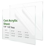 2 Pieces 8" x 10" Cast Plexiglass Sheet -1/8" Thicknesses Clear Acrylic Sheet Clear Plastic Sheet, for Sign,Craft, Photo Frame, DIY Display Projects, Cut with Engraver, Power Saw, Laser or Hand Tools