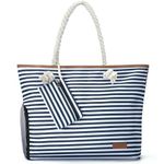 Lekeinchi Beach Bag, Waterproof Beach Bags for Women with Zipper and Multi Pockets, Large Beach Tote sac de plage with Extra Small Pouch for Vacation, Gym, Travel, Trip, 40L, Striped