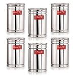 HAZEL Stainless Steel Container Set | 1800 ml Each Steel Container for Kitchen Storage | Air Tight Containers for Kitchen Storage | Ideal for Storing Rice, Cereal, Pulse, Snacks. Set of 6