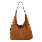 HiTotes Suede Bag Brown Suede Tote Bag Hobo Bag for Women Fall Purse Slouchy Shoulder Bag Large Slouch Bag Suede Purse Work Tote Handbag