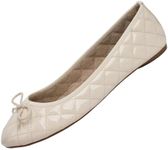 Alpine Swiss Women’s Aster Ballet Flats | Patent Leather Slip-On Shoes | Quilted Pillow Stitch | Rounded Toe | Everyday Comfortable Fashion Footwear TAN 5