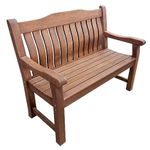 BrackenStyle Boston 2 Seat Wooden Garden Bench - 120cm Outdoor Patio Seating – Durable Hardwood Furniture Ergonomic Curved Backrest with Arms Rests