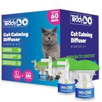 TeddyDo Cat Calming Diffuser Plug-In (UK Type G) Pheromone Diffuser for Cats | 2 Diffusers + 2x48ml Refills | 60-Day Double Pack | Helps Reduce Scratching, Spraying & Anxiety | Safe Stress Relief