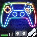 Gamer Neon Sign for Gaming Room Wall Decor, 9-RGB-Lighting-Mode Gaming Controller Shaped Large LED Neon Lights for Boys, Teens, Kids, 16.5" L x 11.5" W