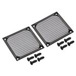 PATIKIL 80mm Fan Filter Grills with Screws, 2 Pack Aluminum Frame Stainless Steel Mesh Dustproof Cover for Computer Case, Black