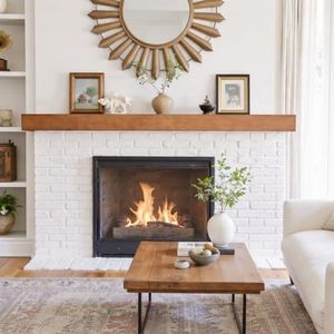 Avowzenithomey Fireplace Mantel 60inch - Solid Wood Mantel Shelf with Hidden Brackets | Floating Mantle Shelves Decor for Wall, Bedroom, TV, Livingroom (Natural, 60)