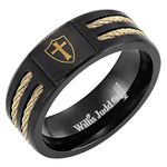 Willis Judd Men's Knights Templar Cross Two Tone Black Titanium Ring Gift Boxed