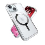 Speck Clear iPhone 15 Case - Slim, Built for MagSafe, Drop Protection - for iPhone 15, iPhone 14 & iPhone 13 - Scratch Resistant, Anti-Yellowing, 6.1 Inch Phone Case - GemShell Clear/Chrome